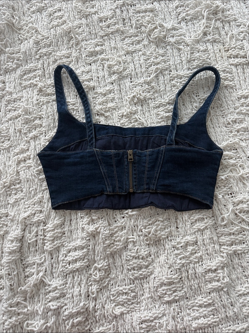 Banana Republic Denim Cropped Tank with Contrast Stitching XR - Picture 2 of 2